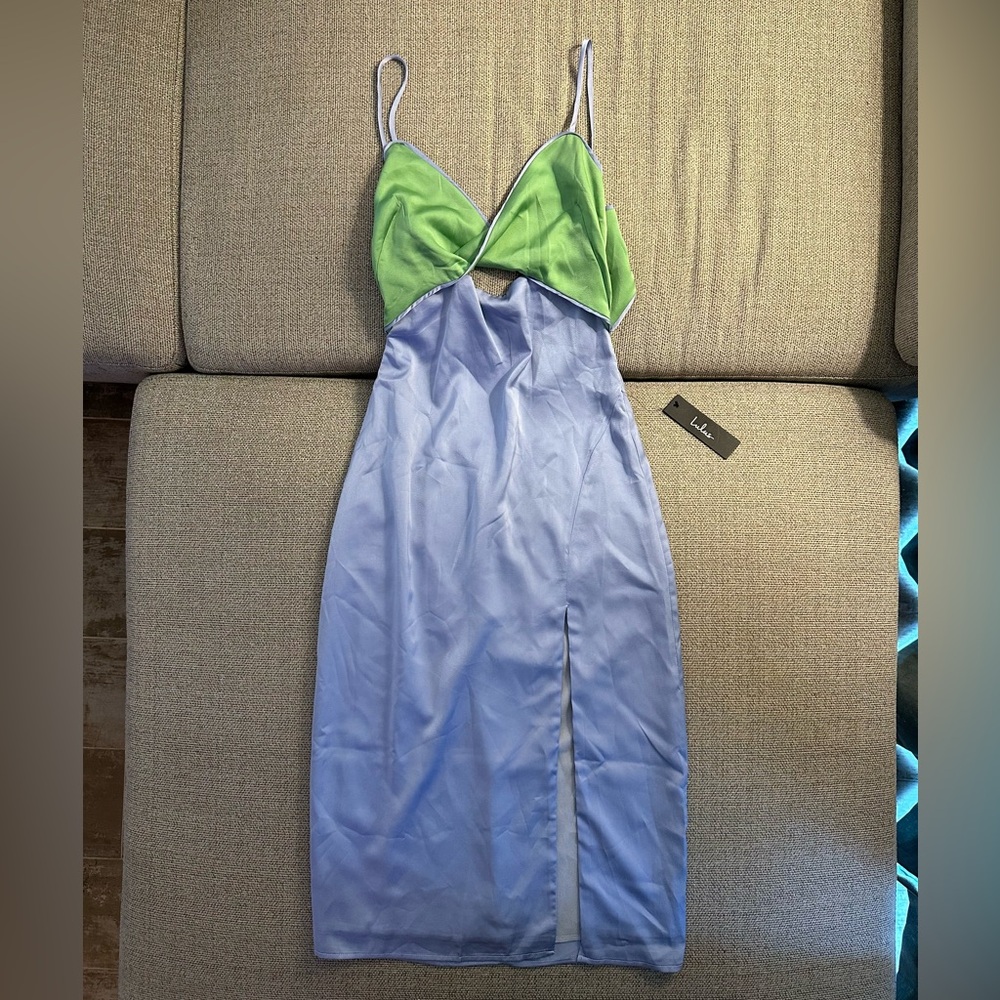 Green and Lavender Spaghetti Strap Dress